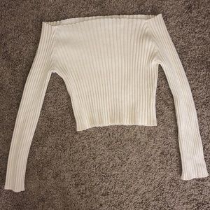 Honeybum nude cropped off the shoulder top